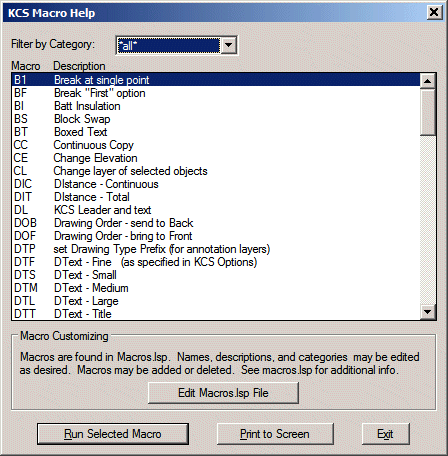 KCS Productivity Pack for AEC - Macro Help