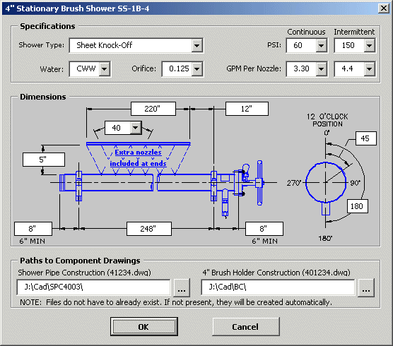 Shower Calculation dialog